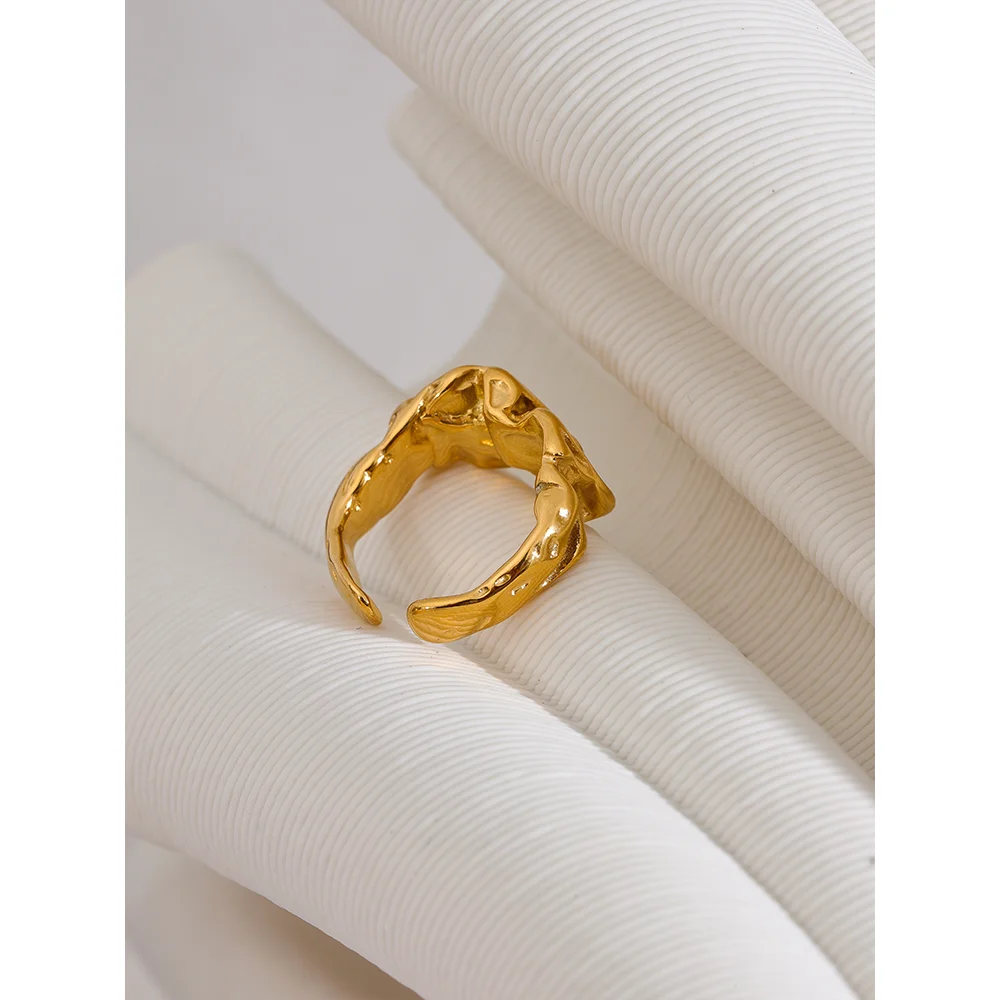 Tessic Rose Wide Ring for Women Gold Color