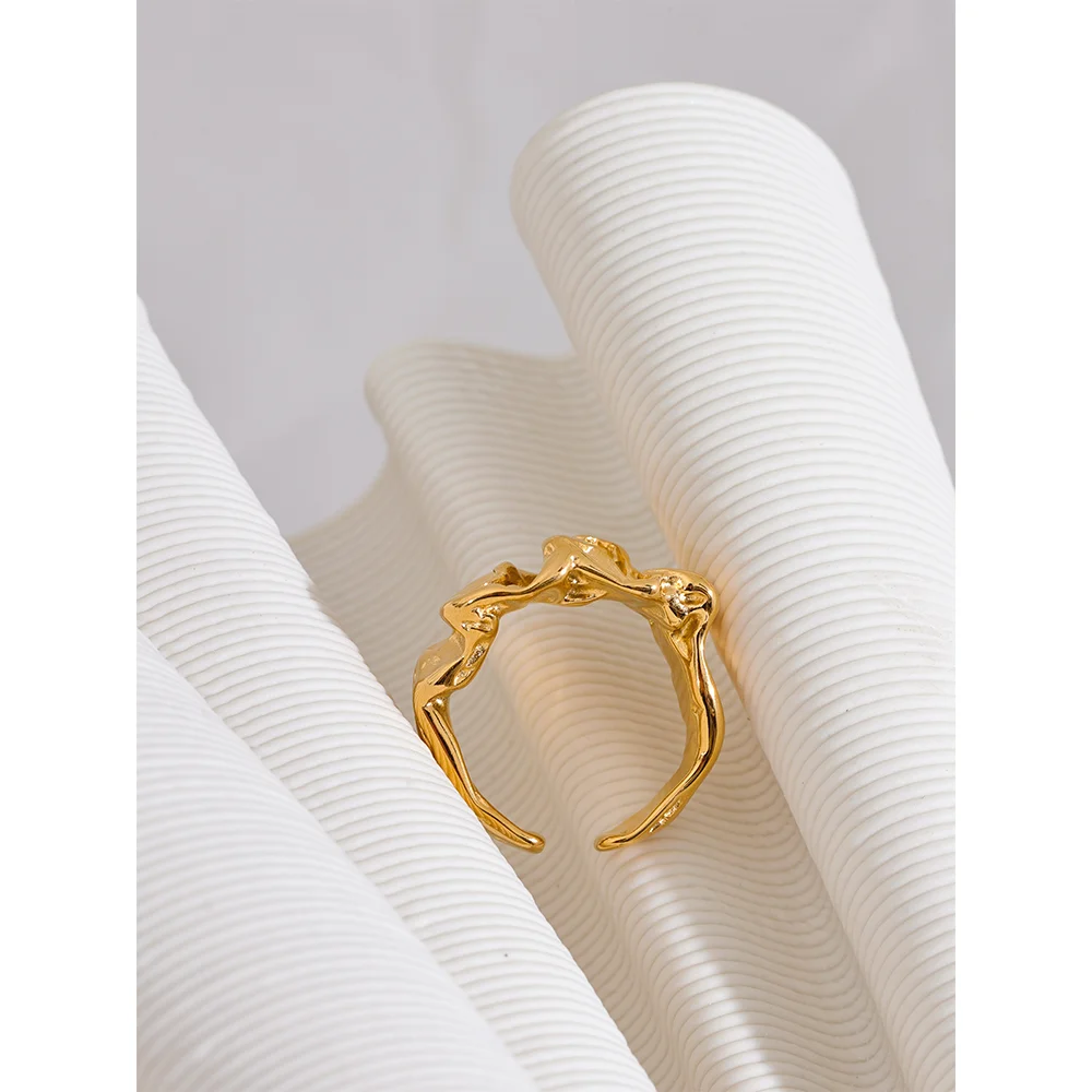 Tessic Rose Wide Ring for Women Gold Color