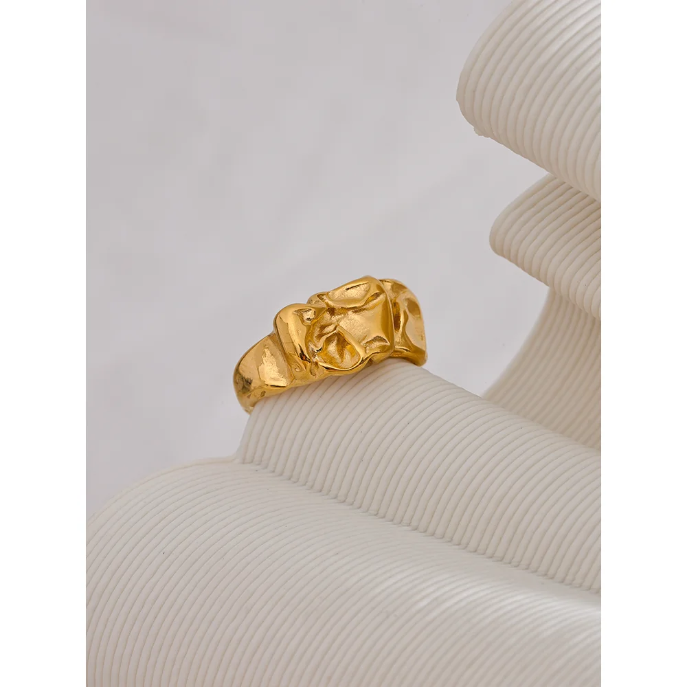 Tessic Rose Wide Ring for Women Gold Color