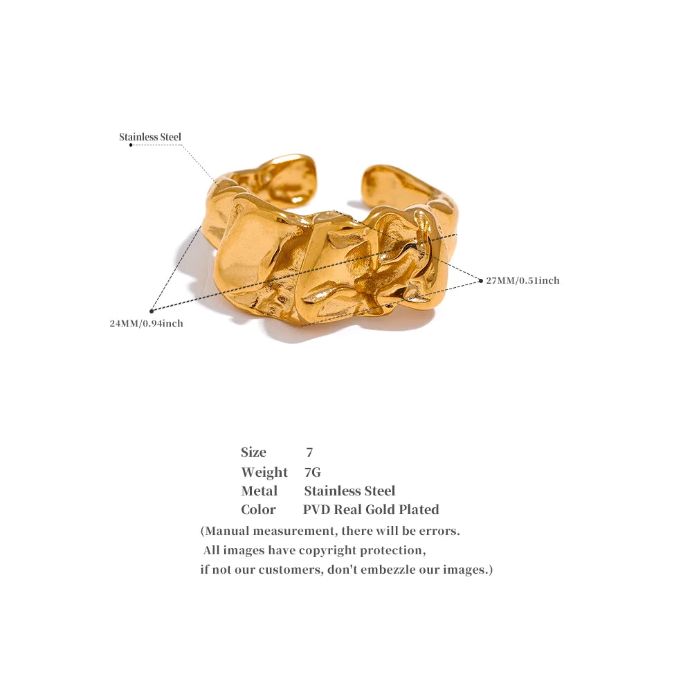 Tessic Rose Wide Ring for Women Gold Color