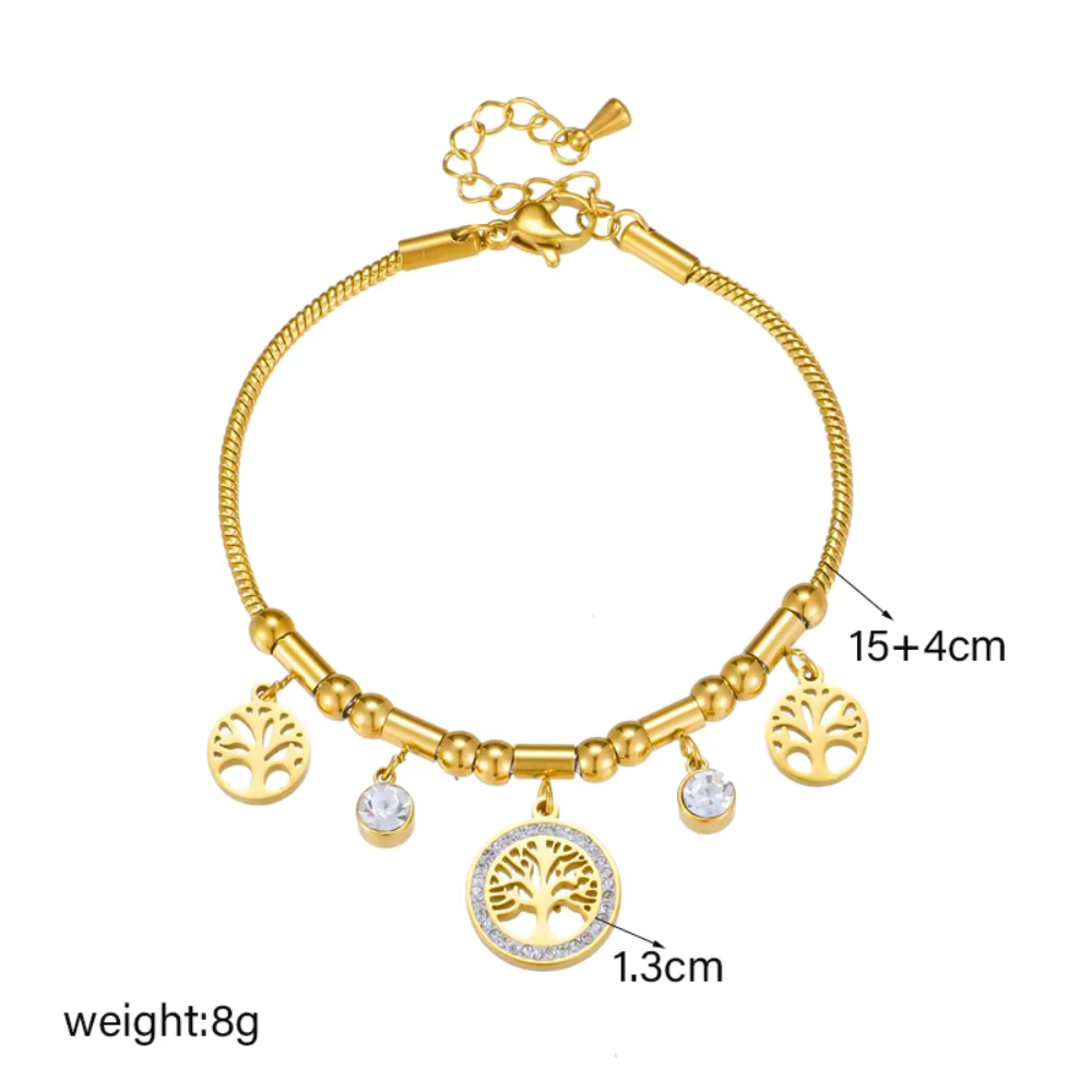 Tessic Round Tree White Zircon Charm Bracelet