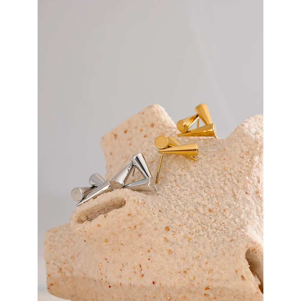 Tessic Triangle Geometry Unusual Stud Earrings