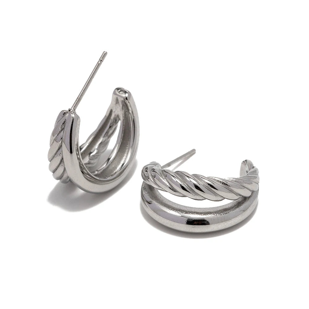 Tessic Twist Double Layer Earrings