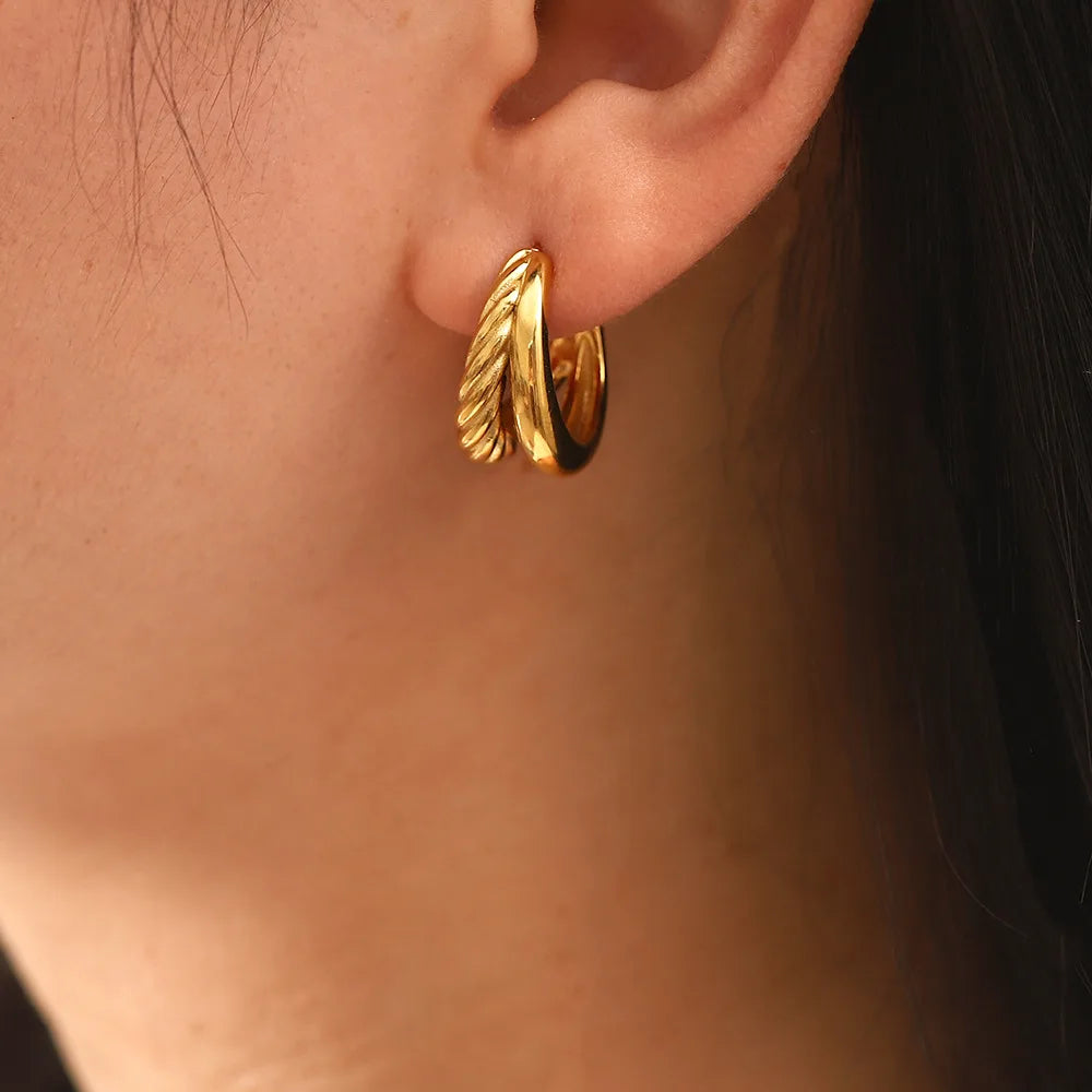 Tessic Twist Double Layer Earrings