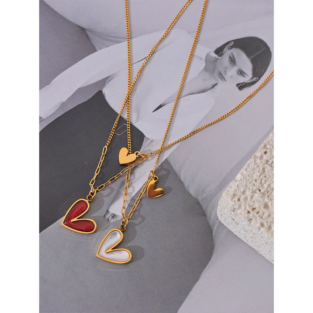 Tessic Double Heart Pendant Necklace