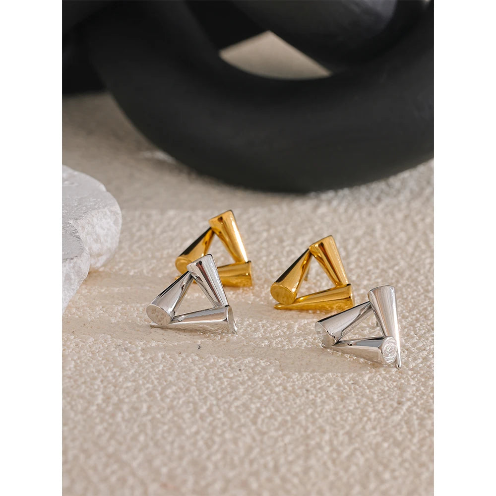 Tessic Triangle Geometry Unusual Stud Earrings