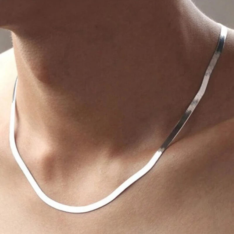 Tessic Flat Snake Chain Necklace