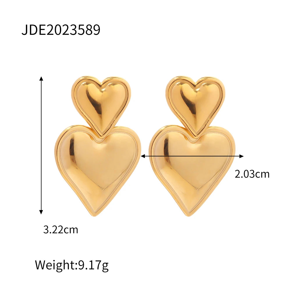 Tessic Double Heart Shaped Earrings Necklet