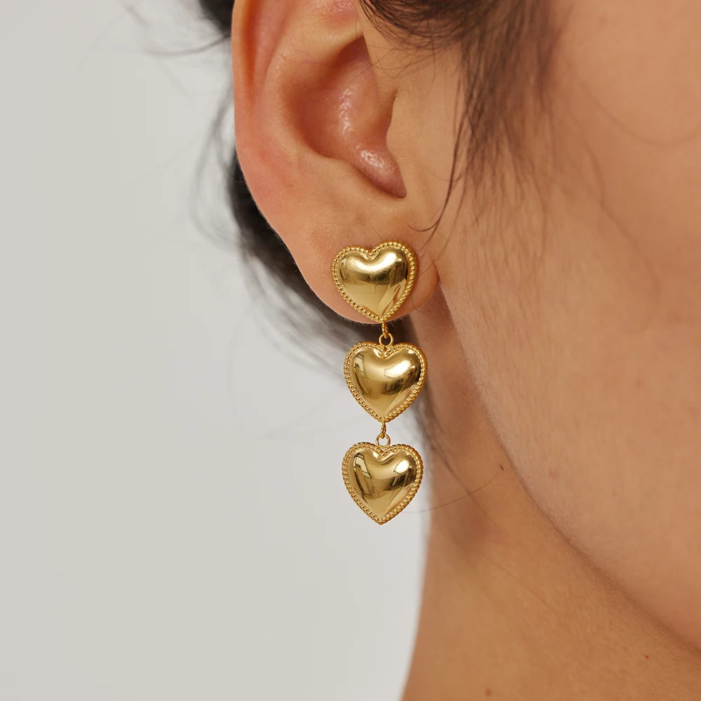 Tessic Double Heart Shaped Earrings Necklet