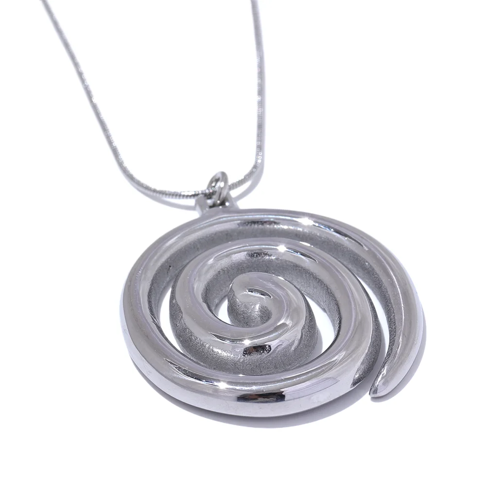 Tessic Steel Round Circle Pendant Necklace