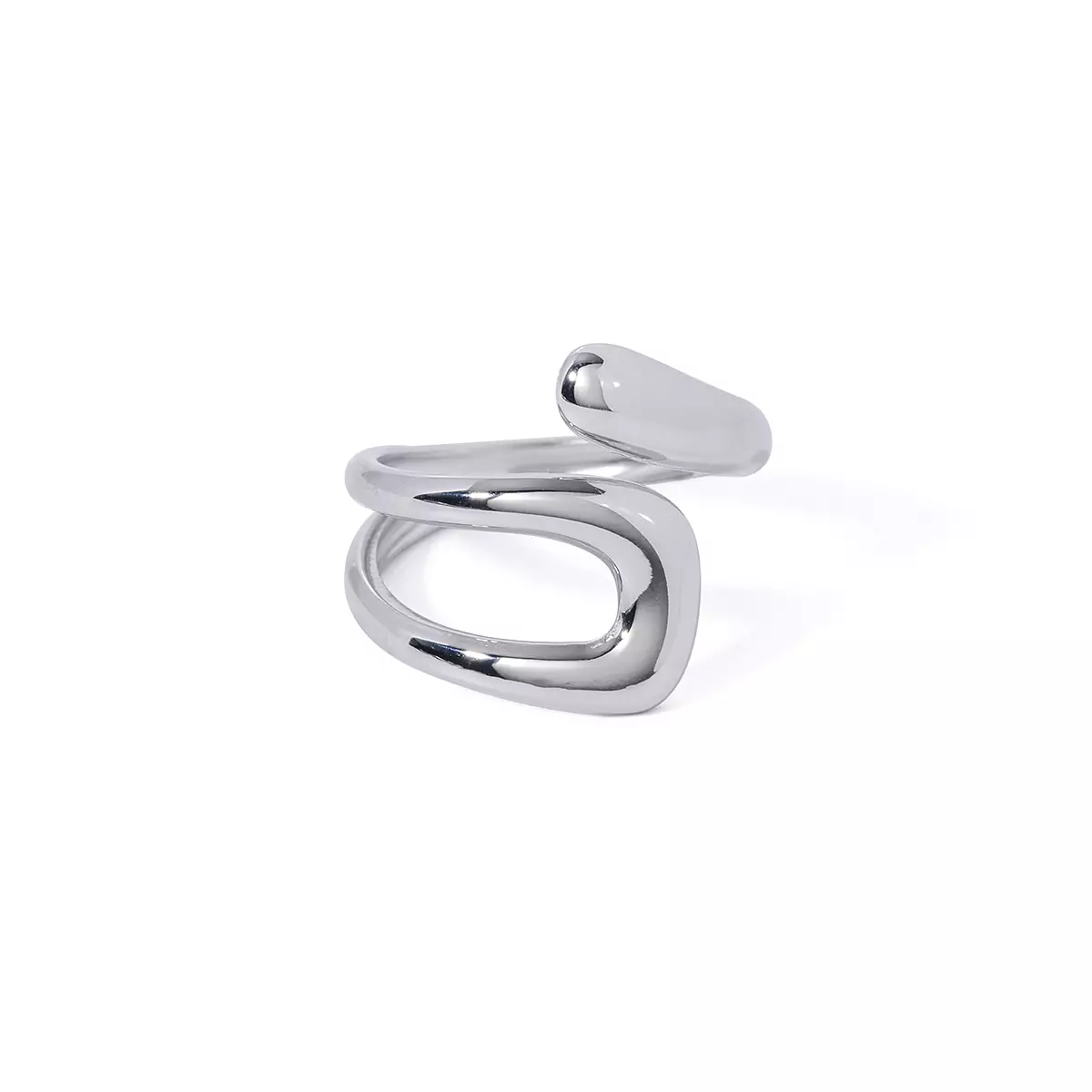 Tessic Geometric Hollow Layered Wide Ring