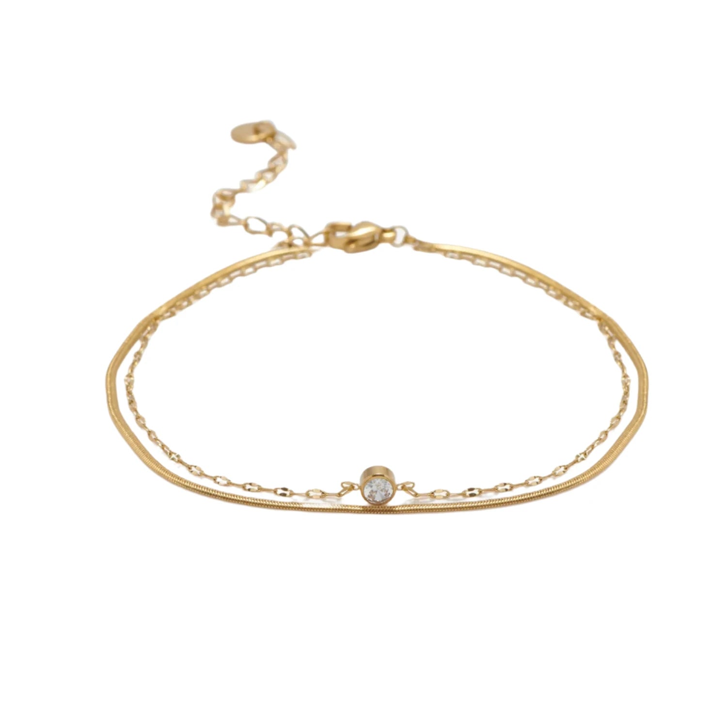 Tessic Rhinestone Double-layered Bracelet